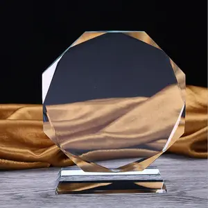 Factory Wholesale Transparent Blank Crystal Trophy Award Components Clear Custom Crystal Glass Trophy Awards With Crystal Base