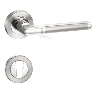 Design moderne serrure à levier tubulaire en acier inoxydable chambre intimité poignées de porte serrure sur <span class=keywords><strong>rosace</strong></span> ronde - Product Image 1