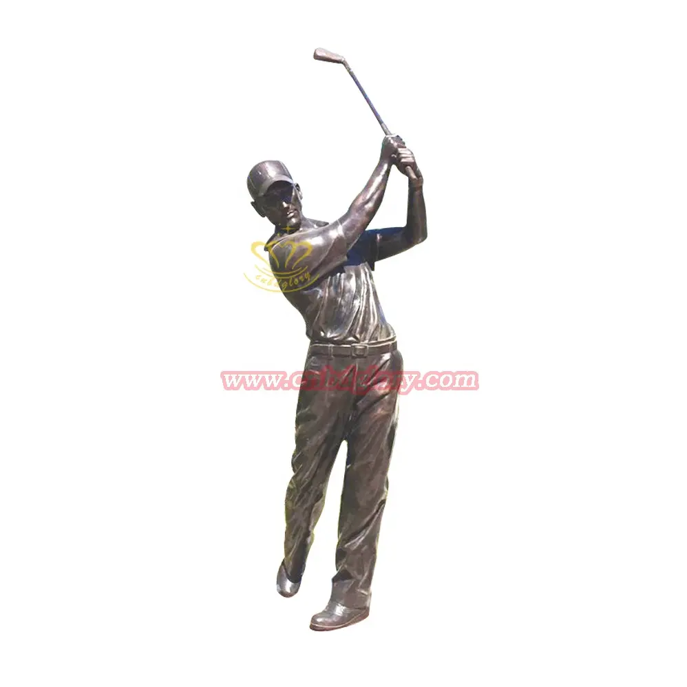 Özel Golf kulübü bahçe sokak manzara dekorasyon tasarım metal sanat heykel Golf bronz adam heykeli oynarken