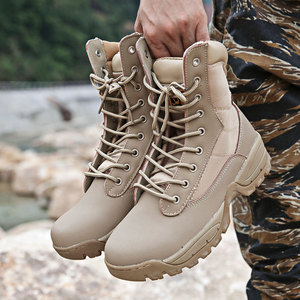 Bottes de mode noires unisexes de haute qualité en gros, mi-montantes, antidérapantes, à lacets, pour <span class=keywords><strong>homme</strong></span>, été - Product Image 2