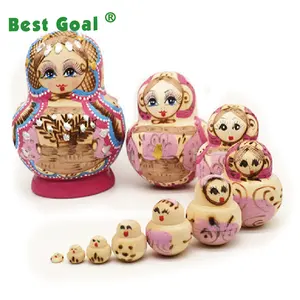 gỗ thủ công cậu bé cô gái bé bé con món quà bán buôn bán lẻ bụng lớn sơn 10 lớp matryoshka russia làm tổ búp bê đồ chơi