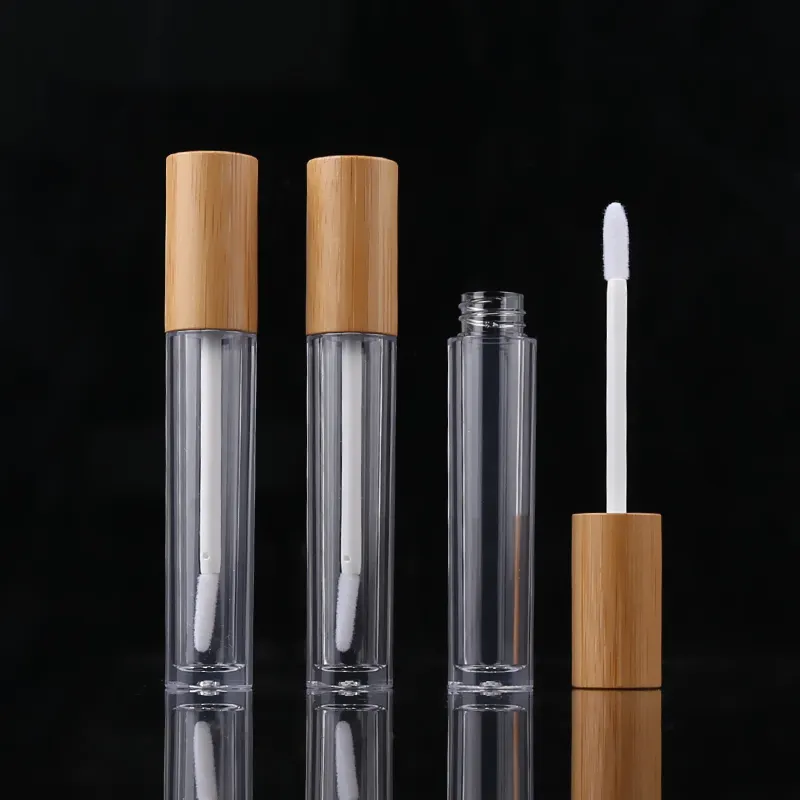 米国市場向けの空の竹プラスチック透明丸型LipGlossチューブ