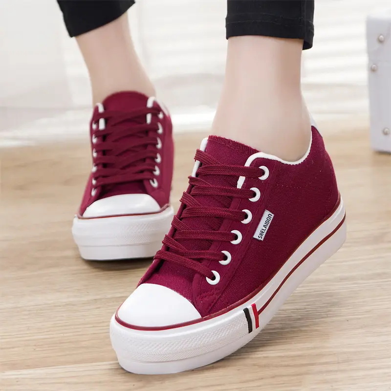 High Quality Increased Female Muffin Platform Students Flat Women Canvas Shoes