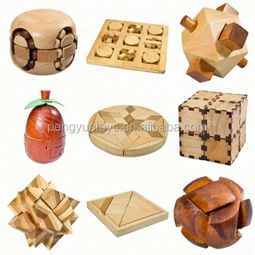 Iq-rompecabezas de madera con forma de cubo para adultos, juguete de inteligencia 3D en 2 colores