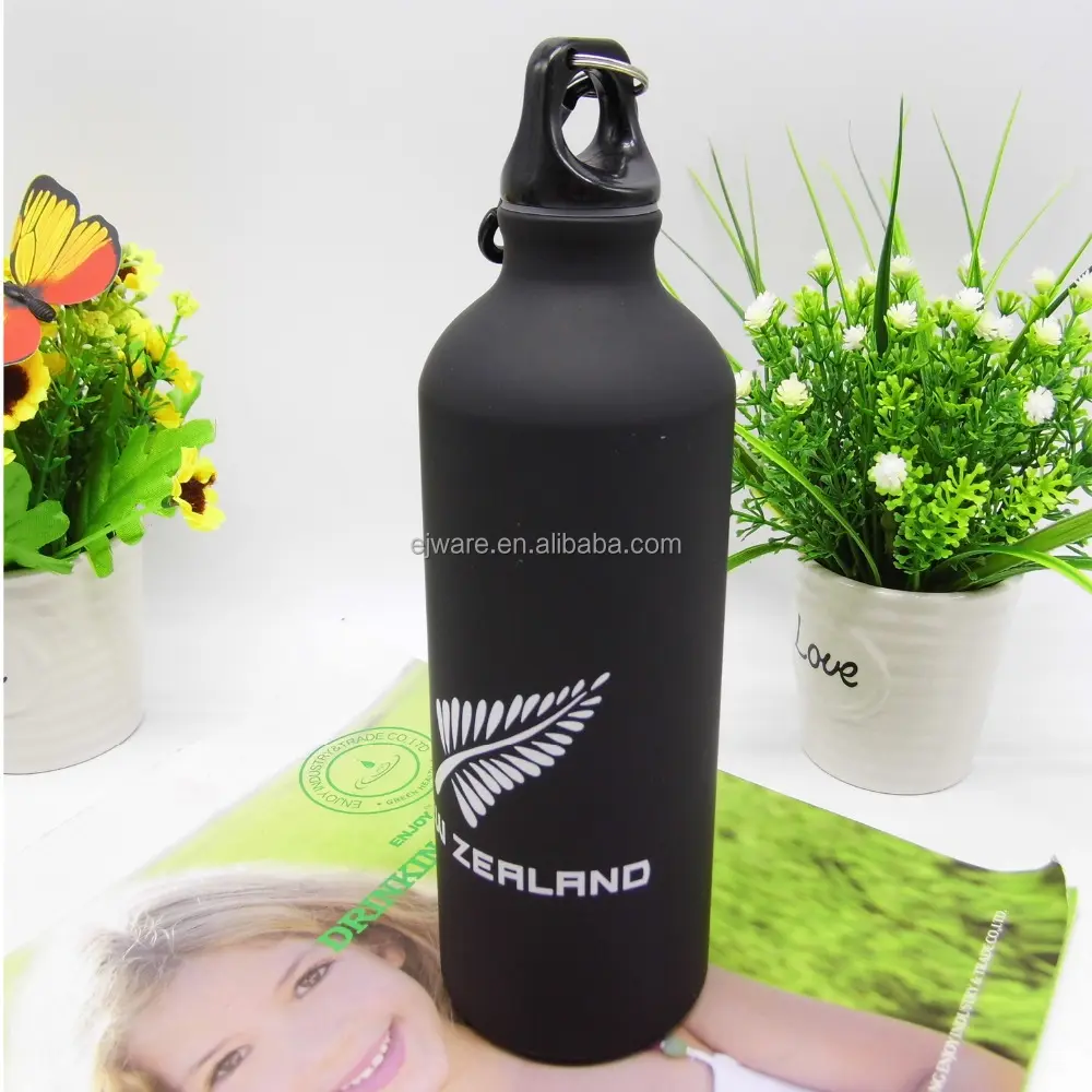 Sport Bottle Black Aluminum Bottle Water Aluminum Art Matte 500ml Sport Not Applicable for Boiling Water Single Wall Metal ODM