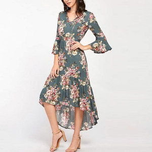 OEM <span class=keywords><strong>Services</strong></span> floral robes femmes lady professionnel, mode tendance femelle dernières été robe 2018 - Product Image 2
