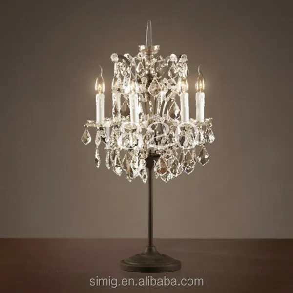 Simig-candelabro pequeño de encaje de cristal, lámpara de mesa para decoración lateral de cama de boda, k9