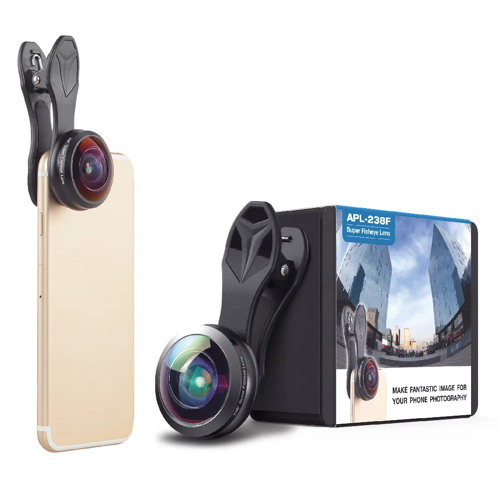 APEXEL Full Frame 238 Degree Fisheye Lens,Panoramic Camera Lenses 8mm Super fish eye lens for iPhone Mobile Phone Camera