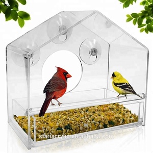 Mangiatoia per Uccelli in Acrilico Trasparente con Vassoio Scorrevole, Resistente alle Intemperie e agli Scoiattoli, Supporto per Semi in Vetro - Product Image 4