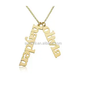 Gold Vertical Name Necklace Personalized Name Necklace - Choose any TWO names to personalize