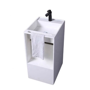 Lavabo superficiale solido/piedistallo lavabo da bagno lavabo, lavello in pietra artificiale bianco. - Product Image 1