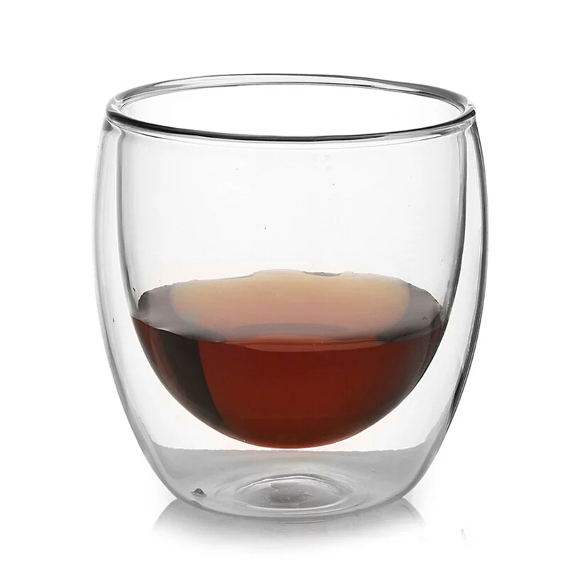 Heat resistant borosilicate double wall glass cups mug