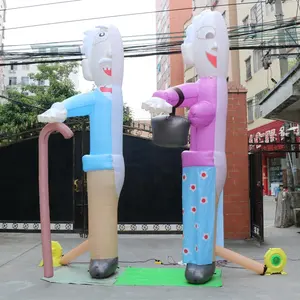 Heißer Verkauf 4mH Zeichen Ballon Werbung aufblasbare figuren Aufblasbare Sarah Und Abraham Cartoon