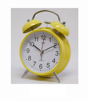 Jam Alarm bel ganda 4.5 inci, Jam Alarm meja Analog Quartz, jam meja bel,