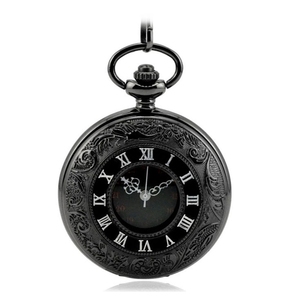 Offres Spéciales Mode Fob <span class=keywords><strong>Montre</strong></span> Chiffres Romains Design Horloge À Quartz En Alliage Hommes Femmes Collier Chaîne Noir <span class=keywords><strong>Montre</strong></span> de Poche - Product Image 3