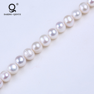 Dây chuỗi ngọc trai nước ngọt hình khoai tây trắng tự nhiên AA 7-8mm Daking Jewelry - Product Image 4