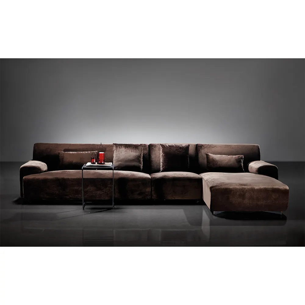 Canapé d'angle moderne, en tissu de velours, marron, pour salon, nouveau design