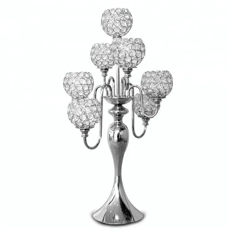 Groothandel hoge kwaliteit tall crystal zilveren kandelaar centerpieces bruiloft