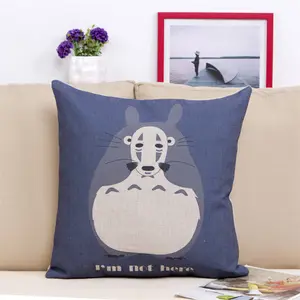 亚马逊热卖定制设计可爱龙猫印花45 * 45厘米亚麻材质沙发枕套
