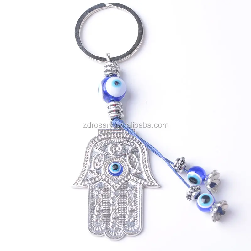 Factory Promotion Hot Selling Blue Evil Eye Fatima Hand anhänger mit Legierung Hamas für Auto hängen und Schlüssel anhänger