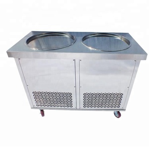 Rouleau de crème glacée frit fait à la main, poêle à steak Double rond en acier inoxydable, appareil en rouleau - Product Image 5