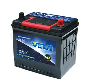 VELAPOWER Manufacturer Wholesale 55D23RMF/MF55D23L/MF55D23R/55D23LMF accumulator rechargeable auto car battery 12v 55ah amp cca