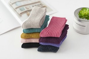 Venta caliente Color sólido Doble aguja Rayas Cálido Suave Acogedor Niños Calcetines de lana - Product Image 5