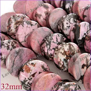 [SE-S416] gros Double évasé bouchons de selle naturel Rhodonite rose pierre oreille jauges Tunnels corps Piercing bijoux qualité