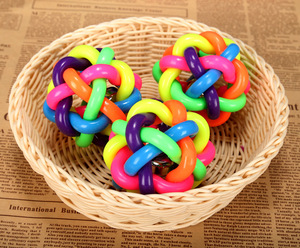 Plastic color rainbow dog chew toy with Bell cat dog toy - Product Image 4