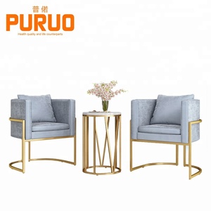 Puruo Living Room Waiting Room Stainless Steel Legs Leisure Sofa <strong>Chair</strong> Single Seater for Coffee Shop