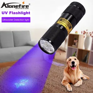 Alonefire mini lanterna de viagem aaa, luz ultra violeta 9 led 395nm para gato, cão, urina, dinheiro, hotel, detector uv