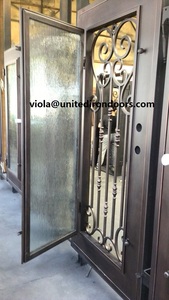 Puerta de entrada de hierro con patrón moderno, con mango personalizado - Product Image 6