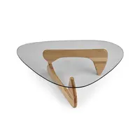 الحديثة جولة الرماد طاولة القهوة الخشبية لغرفة المعيشة طاولة شاي خشبية مع أعلى الزجاج