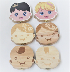 Cute Tooth box for Storage of the Milk Tooth Customized (English,German, French, Spanish) wooden Teeth Keepsake Box