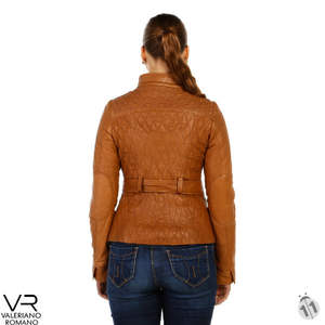 Manteau en cuir en fausse fourrure bleu océan Vêtement marron avec imprimé de fourrure animale élégant - Product Image 1