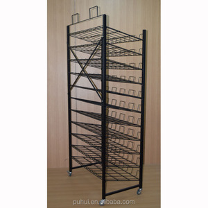 Cửa Hàng Bán Lẻ Thép Lịch Thi Đấu Tầng Thường Vụ Kim Loại Mạnh Mẽ Nhiều Lớp Mats Hiển Thị Kệ Với Bánh Xe - Product Image 4