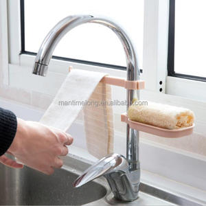 2 pz/set Piatto di Sapone Da Bagno Asciugamano Appeso Mensola della Cucina Rubinetto di Acqua Titolare Spugna - Product Image 1
