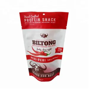 45g פלסטיק Biltong בשר הבקר חלבון אריזת חטיף מזון פאוץ עם רוכסן וחור