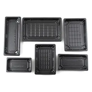 Caja de plástico Rectangular para embalaje de Sushi, contenedor para llevar Sushi, antivaho, PS