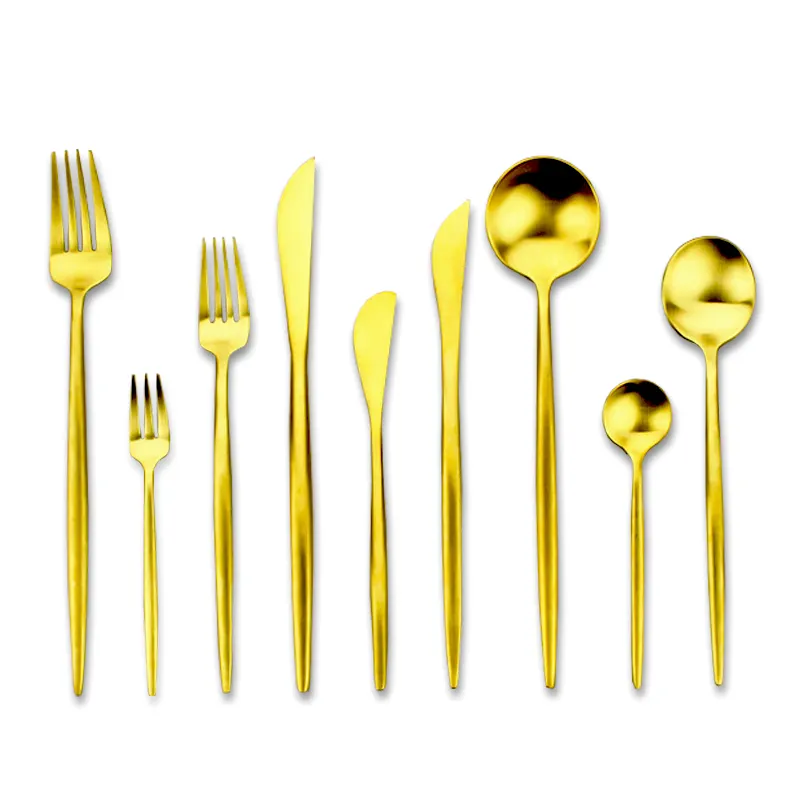 18-10 Royal Stainless Steel Matte Gold Plated Cutlery Set