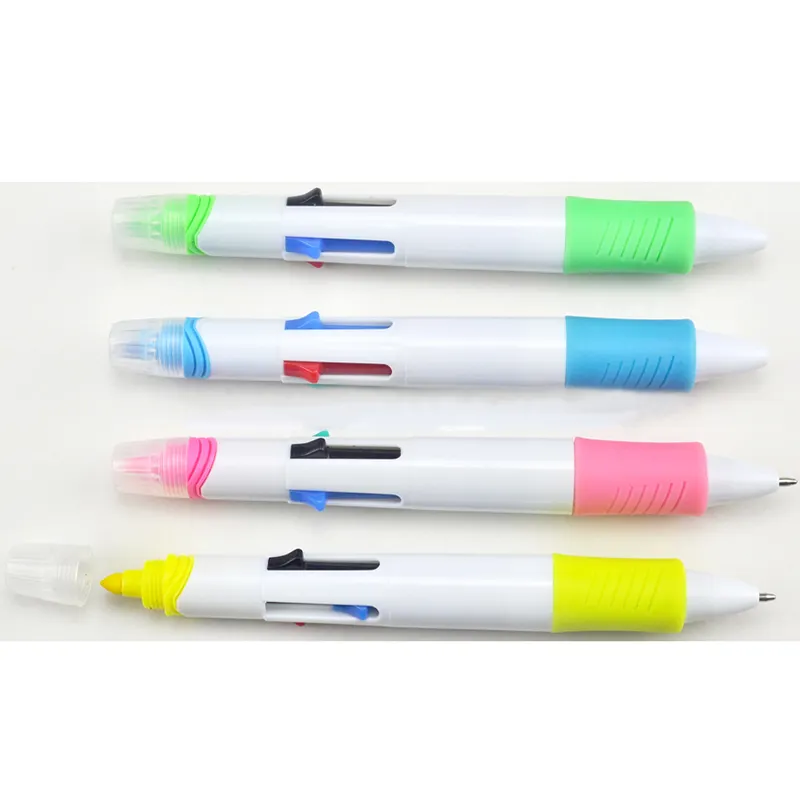 الترويجية 4 ألوان متعدد الألوان القلم 1 لون هيغليغتر مع شعار
