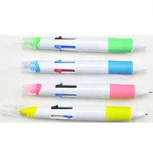 Promotional 4 colors multicolor pen 1color highlighter with logo