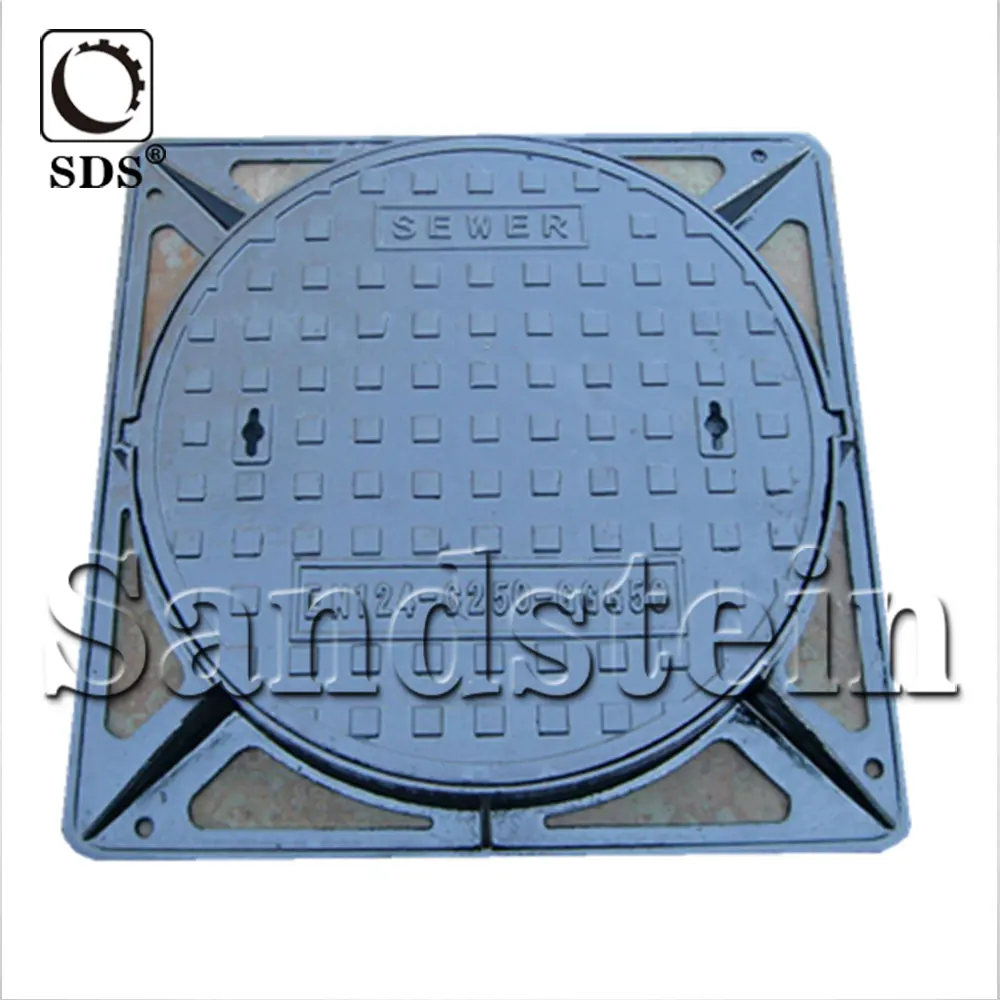 Ggg 50 capas quadradas de manhole, ferro fundido antideslizante com dobradiça