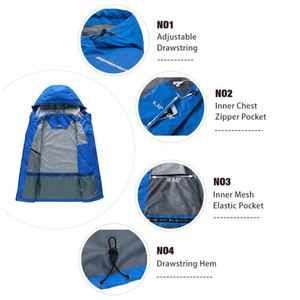 Los hombres de senderismo con capucha a prueba de viento chaqueta rompevientos para escalar - Product Image 3