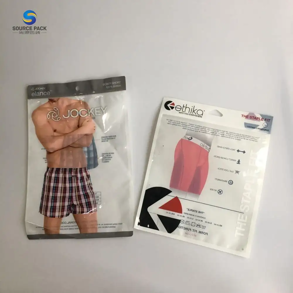 custom elegant garment plastic cloth packaging boxer briefs bag