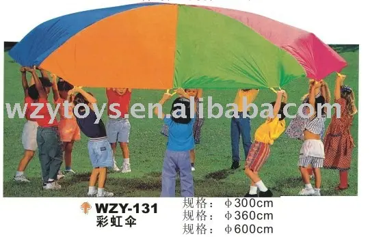 Regenbogenregenschirm Teamarbeit Spielen Fallschirme