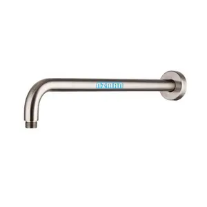 NZMAN Brass 16" Brush Nickel Long Tube, Shower Head Extension Shower Arm,Fixed Rain Shower Head Shower Arm with Flange