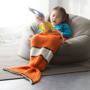 Yiruio Nmy Animal Shaped <strong>Sleeping</strong> Bag Nemo Mermaid Tail <strong>Blanket</strong> Knitted <strong>Blanket</strong> - Product Image 2