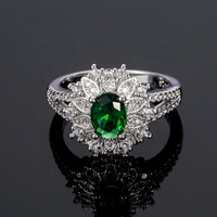 Baoycaoshi — bague en forme de fleur émeraude pour femme, bague en pierre naturelle, diamant émeraude, plaqué argent 925