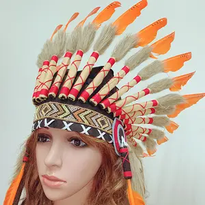 Gelbe oder orange Feder Kopfschmuck inspiriert Party Favor Foto Requisiten Cosplay Kostüm Karneval Kriegs haube